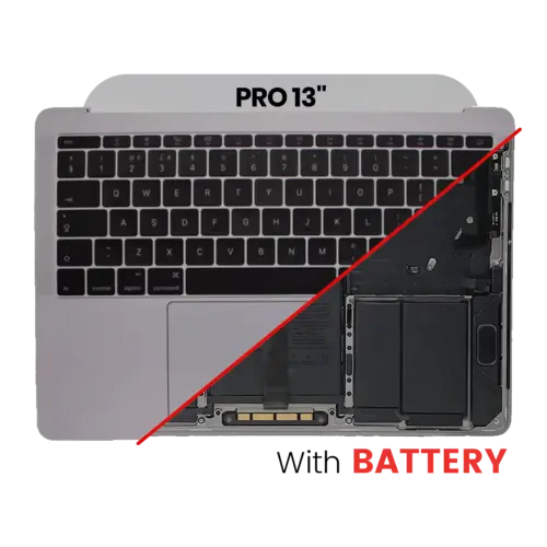 Top case avec clavier (ISO UK) et trackpad pour MacBook Pro 13" A1989 (2018-2019) (Used OEM Pull: Grade B/C) (gris sidéral)