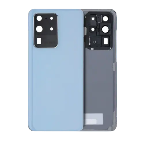 Back Cover Glass With Camera Lens For Samsung Galaxy S20 Ultra 5G (No Logo) (Aftermarket Plus) (Cloud Blue)