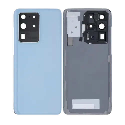 Back Cover Glass With Camera Lens For Samsung Galaxy S20 Ultra 5G (No Logo) (Aftermarket Plus) (Cloud Blue) – Image 5