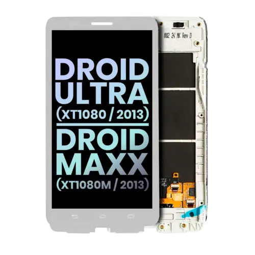 LCD Assembly With Frame For Motorola Droid Ultra (XT1080 / 2013) / Droid Maxx (XT1080M / 2013) (Genuine OEM) (White)