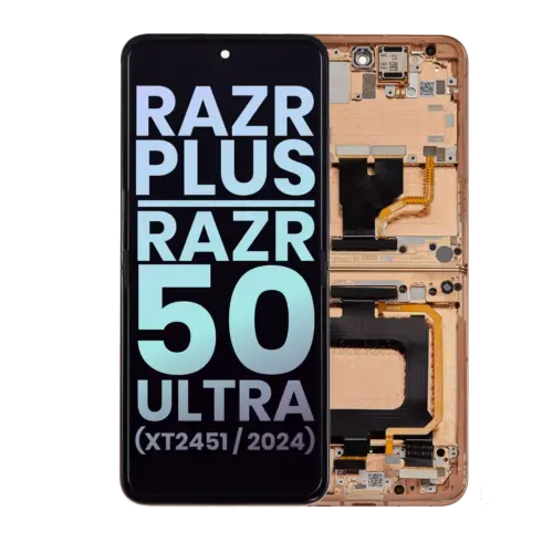 Inner OLED Assembly With Frame For Motorola Razr Plus 2024 / Razr 50 Ultra (XT2451 / 2024) / Razr Plus 2025 (XT2557) (Genuine OEM) (Peach Fuzz)