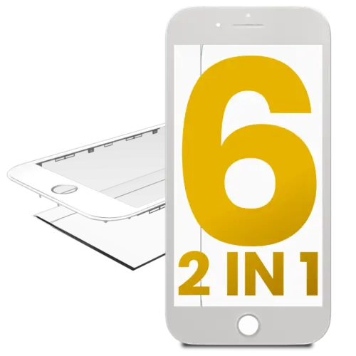 2 in 1 (Front Glass + Frame Pre-Installed) For iPhone 6 (White) (2 Pack)