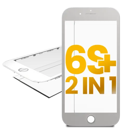 2 in 1 (Front Glass + Frame Pre-Installed) For iPhone 6S Plus (White) (2 Pack)
