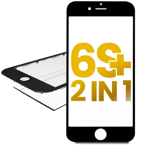 2 in 1 (Front Glass + Frame Pre-Installed) For iPhone 6S Plus (Black) (2 Pack)