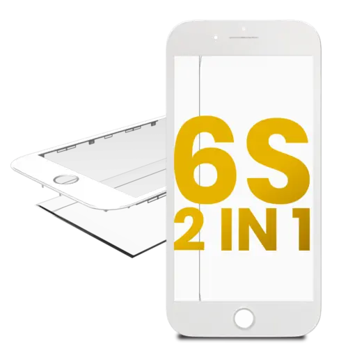 2 in 1 (Front Glass + Frame Pre-Installed) For iPhone 6S (White) (2 Pack)