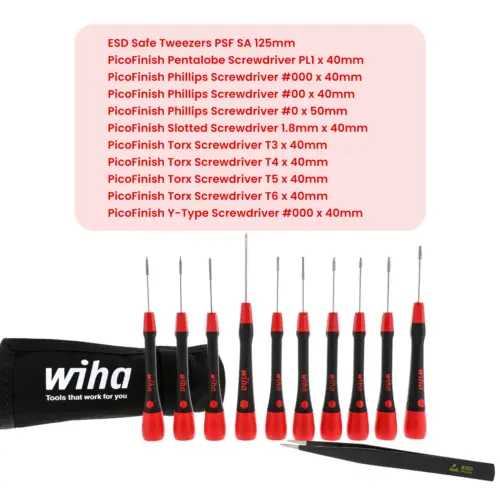 Kit de 11 pièces PicoFinish comprenant un tournevis de précision et une pince à épiler pour technicien de smartphones (26198) (Wiha) – Image 7