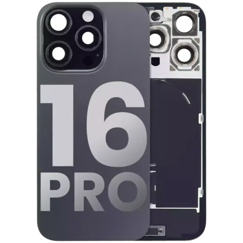 Back Glass w/ MagSafe Magnet & NFC & Flashlight Flex For iPhone 16 Pro (Used OEM Pull: Grade A) (Black Titanium)