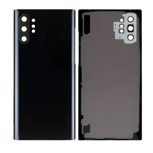 Coque arrière en verre avec objectif pour Samsung Galaxy Note 10 Plus / 5G (sans logo) (Adaptable) (Noir Aura) – Image 5