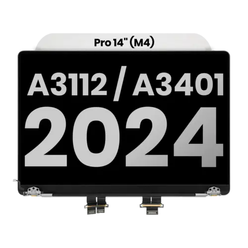 Complete LCD Display Assembly (Glossy) MacBook Pro 14" A3112 / A3401 / A3185 (2024) (Pre-installed Lid Angle Sensor cable) (Used OEM Pull: Grade A) (Space Black)