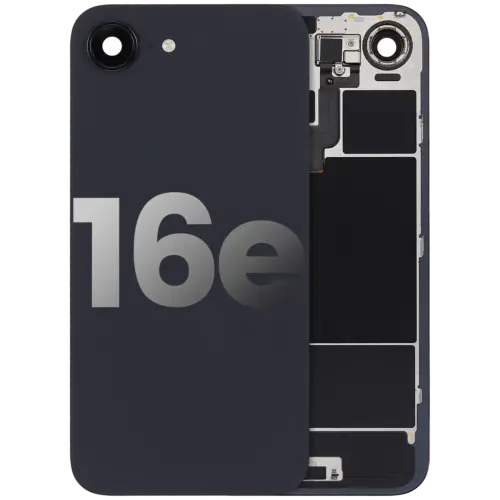 Vitre arrière avec aimant MagSafe, NFC et nappe de lampe torche pour iPhone 16e (Pièce d'origine d'occasion: Grade A) (Noir)