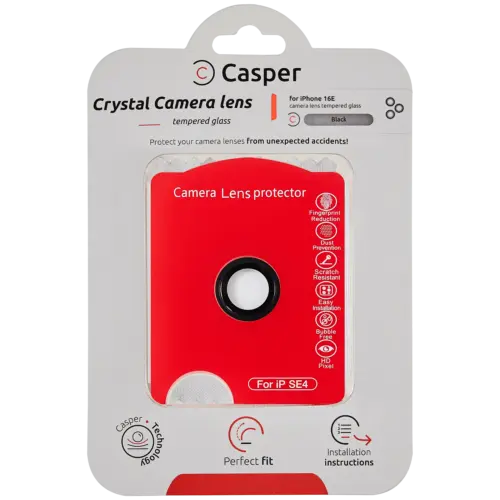 Casper Camera Lens Protector For iPhone 16E / 17E (Black) (Clear)