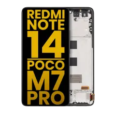OLED Assembly With Frame For Xiaomi Redmi Note 14 5G / Poco M7 Pro 5G (Refurbished) (Midnight Black)
