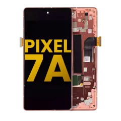 Bloc écran OLED avec cadre (avec empreinte digitale capteur) pour Google Pixel 7a 5G (reconditionné) (corail)