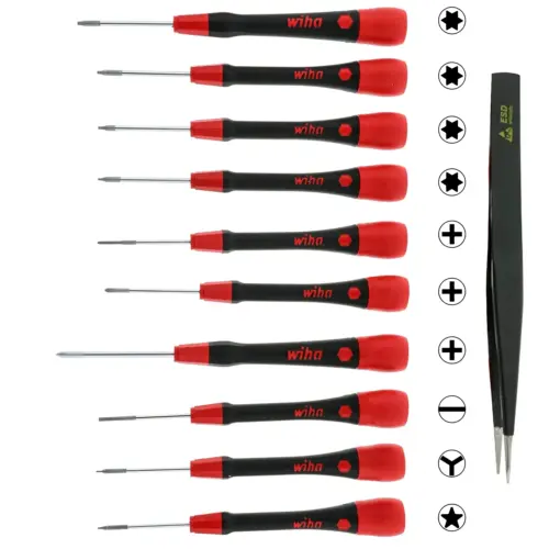 Kit de 11 pièces PicoFinish comprenant un tournevis de précision et une pince à épiler pour technicien de smartphones (26198) (Wiha) – Image 2
