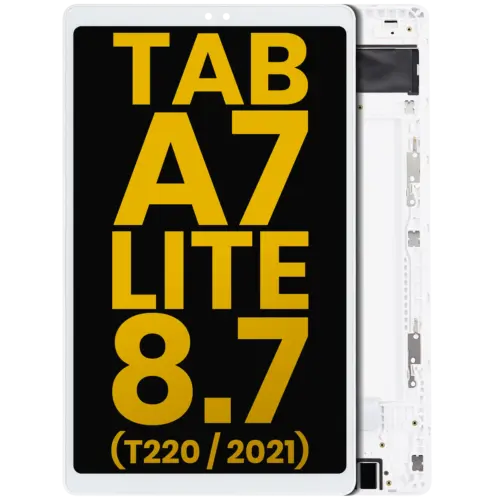 LCD Assembly With Frame For Samsung Galaxy Tab A7 Lite 8.7" (2021) (T220) (WiFi Version) (Refurbished) (White)
