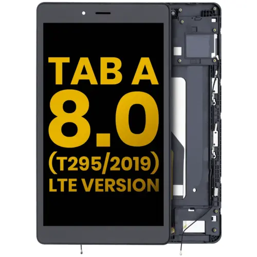 Écran LCD avec cadre pour Samsung Galaxy Tab A 8.0" (T295) (2019) (version LTE) (Remis à neuf) (Noir)