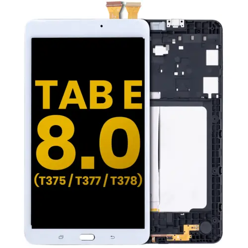 Écran LCD avec cadre pour Samsung Galaxy Tab E 8.0" (T375 / T377 / T378) (2016) (Remis à neuf) (Blanc)