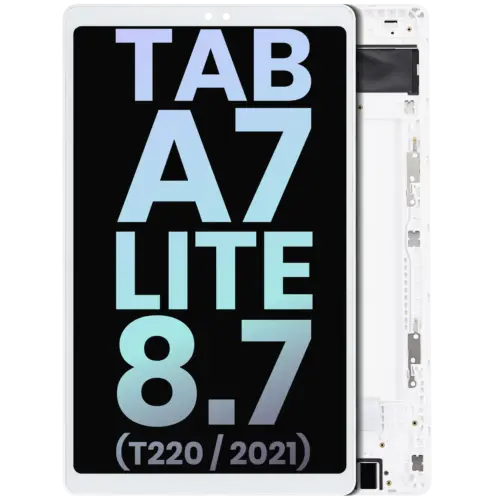 Écran LCD complet avec cadre pour Samsung Galaxy Tab A7 Lite 8.7" (T220) (2021) (WiFi Version) (Service Pack) (blanc)