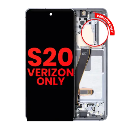 Bloc écran OLED avec cadre pour Samsung Galaxy S20 5G (Verizon 5G UW Frame Only) (compatible qualité supérieure) (Cloud White)