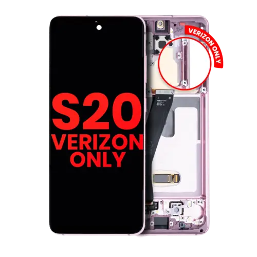Bloc écran OLED avec cadre pour Samsung Galaxy S20 5G (Verizon 5G UW Frame Only) (compatible qualité supérieure) (Cloud Pink)