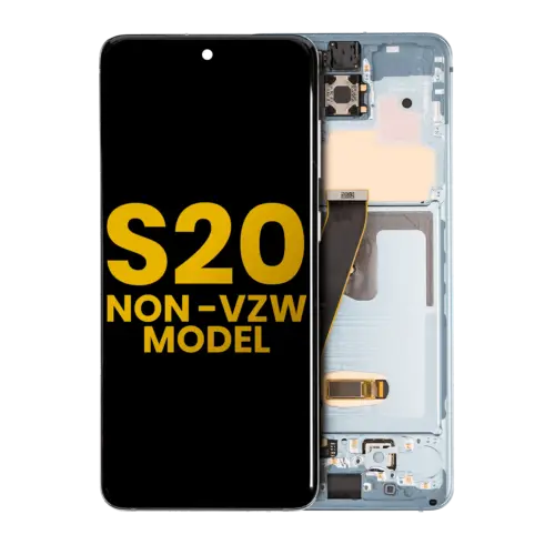 OLED Assembly With Frame For Samsung Galaxy S20 4G / 5G (Non-Verizon 5G UW Frame) (Refurbished) (Cloud Blue)