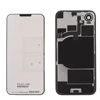 Vitre arrière avec aimant MagSafe, NFC et nappe de lampe torche pour iPhone 16e (Pièce d'origine constructeur) (Noir)