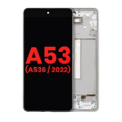 Bloc écran OLED avec cadre pour Samsung Galaxy A53 5G ( A536 / 2022) (6.36") (compatible qualité supérieure) (blanc)
