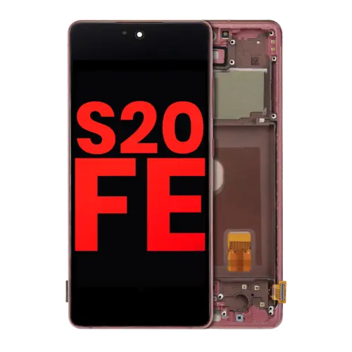 Écran OLED avec cadre pour Samsung Galaxy S20 FE 4G/5G (compatible qualité supérieure) (Rouge nuage)