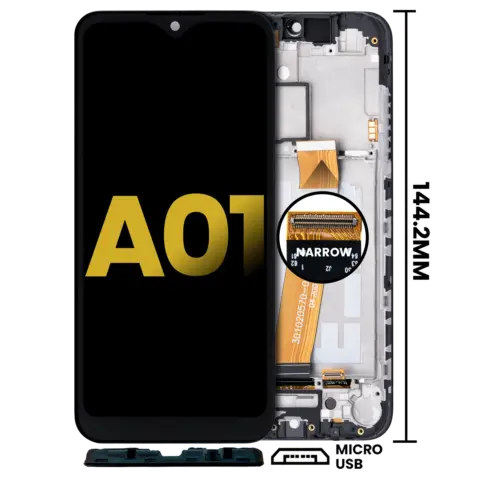 LCD Assembly With Frame For Samsung Galaxy A01 (Global Model) (Micro USB Frame) (Refurbished) (All Colors)