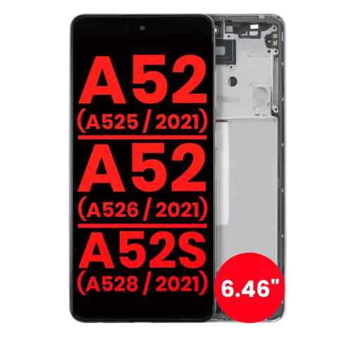 Bloc écran OLED avec cadre pour Samsung Galaxy A52 4G (A525 / 2021) / A52 5G (A526 / 2021) / A52S 5G (A528 / 2021) (6.46") (compatible qualité supérieure) (Awesome White)