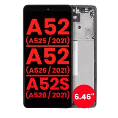 Bloc écran OLED avec cadre pour Samsung Galaxy A52 4G (A525 / 2021) / A52 5G (A526 / 2021) / A52S 5G (A528 / 2021) (6.46") (compatible qualité supérieure) (Awesome Black)