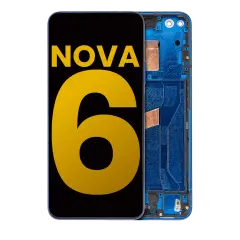 Écran LCD complet avec cadre pour Huawei Nova 6 5G (reconditionné) (bleu)