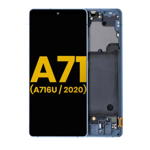Écran OLED avec cadre pour Samsung Galaxy A71 5G (A716U / 2020) (Remis à neuf) (Bleu Cube Prisme)