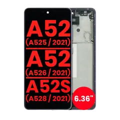 Bloc écran OLED avec cadre pour Samsung Galaxy A52 4G (A525 / 2021) / A52 5G (A526 / 2021) / A52S 5G (A528 / 2021) (6.36") (compatible qualité supérieure) (Awesome Violet)