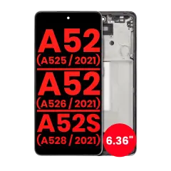 Bloc écran OLED avec cadre pour Samsung Galaxy A52 4G (A525 / 2021) / A52 5G (A526 / 2021) / A52S 5G (A528 / 2021) (6.36") (compatible qualité supérieure) (Awesome Black)