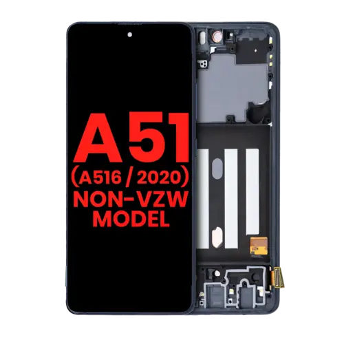 Bloc écran OLED avec cadre pour Samsung Galaxy A51 5G (A516 / 2020) (Non-Verizon 5G UW Frame) (6.46") (compatible qualité supérieure) (Prism Cube Black)