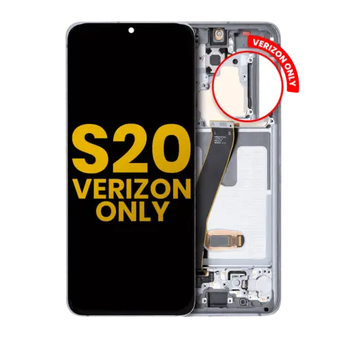 Bloc écran OLED avec cadre pour Samsung Galaxy S20 5G (Verizon 5G UW Frame Only) (reconditionné) (Cloud White)