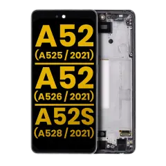 OLED Assembly With Frame For Samsung Galaxy A52 4G (A525 / 2021) / A52 5G (A526 / 2021) / A52S 5G (A528 / 2021) (Refurbished) (Awesome Black)