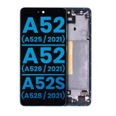Écran LCD complet avec cadre (sans Finger Print capteur) pour Samsung Galaxy A52 4G (A525 / 2021) / A52 5G (A526 / 2021) / A52S (A528 / 2021) (Aftermarket: Incell) (Awesome Blue)