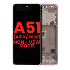 Bloc écran OLED avec cadre pour Samsung Galaxy A51 5G (A516 / 2020) (Non-Verizon 5G UW Frame) (6.46") (compatible qualité supérieure) (Prism Cube Pink)