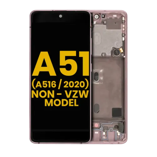 OLED Assembly With Frame For Samsung Galaxy A51 5G (A516 / 2020) (Non-Verizon 5G UW Frame) (Refurbished) (Prism Cube Pink)