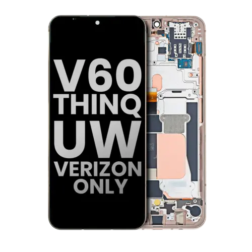 OLED Assembly With Frame For LG V60 ThinQ 5G UW (Verizon 5G UW Frame Only) (Used OEM Pull: Grade B/C) (Classy Blue / Gold Frame)