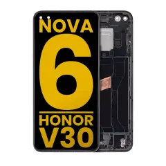 Écran LCD complet avec cadre pour Huawei Nova 6 5G / Honor V30 (reconditionné) (noir)