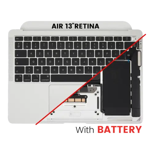 Top case avec clavier (ISO French) pour Macbook Air 13" A2337 (2020) (Used OEM Pull: Grade A) (argent)