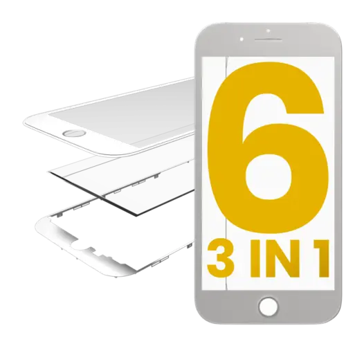 3 in 1 (Front Glass + Frame + OCA Pre-Installed) For iPhone 6 (White) (2 Pack)
