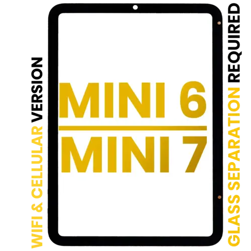 Front Glass For iPad Mini 6 (2021) / Mini 7 (2024) (Glass Separation Required) (WiFi / Cellular) (Premium) (All Colors)