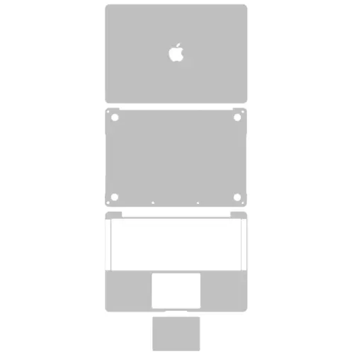 4-in-1 (Top, Bottom, Keyboard, Trackpad) Skin For MacBook Pro 13" A1708 (2016) (Silver)