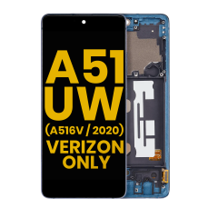 Bloc écran OLED avec cadre pour Samsung Galaxy A51 5G UW (A516V / 2020) (Verizon 5G UW Frame Only) (reconditionné) (Prism Bricks Blue)
