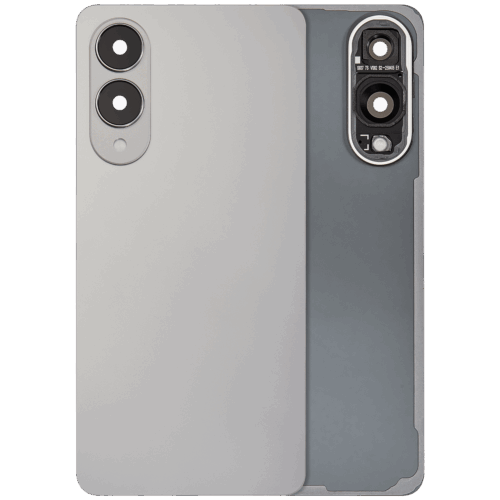Back Cover Glass With Camera Lens For Samsung Galaxy S25 Edge (No Logo) (Aftermarket Plus) (Titanium Silver)