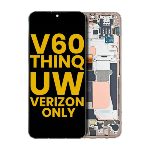 OLED Assembly With Frame For LG V60 ThinQ 5G UW (Verizon Model) (Refurbished) (Classy Blue / Gold Frame)